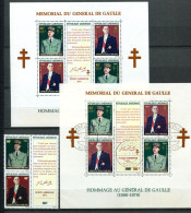 Thème Général De Gaulle - Gabon Yvert 3 Timbres Du BF 17 & 20 Neufs Xxx Et Oblitéré  - DG 90 - De Gaulle (General)