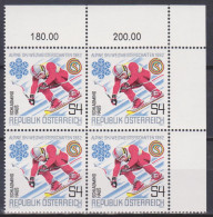 1982 , Mi 1695 ** (2) - 4er Block Postfrisch -  Alpine Skiweltmeisterschaften - Schladming / Haus - Neufs