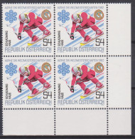 1982 , Mi 1695 ** (3) - 4er Block Postfrisch -  Alpine Skiweltmeisterschaften - Schladming / Haus - Ungebraucht