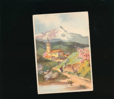 Art Peinture -  Paysage église Montagne Neige - Italie Ou Suisse - Paintings