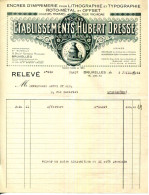 FACTURE.BELGIQUE.BRUXELLES.ENCRES D'IMPRIMERIE POUR LITHO & TYPOGRAPHIE.ROTO-MÉTAL.Ets.HUBERT DRESSE - Imprimerie & Papeterie