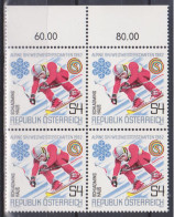 1982 , Mi 1695 ** (4) - 4er Block Postfrisch -  Alpine Skiweltmeisterschaften - Schladming / Haus - Ongebruikt