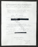 Repubblica Italiana - Decreto Di Conferimento Onorificenza Di Cavaliere - 1956 - Sin Clasificación