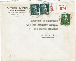 CTN91- ALGERIE GANDONS SUR LETTRE RECOMMANDEE ORAN POUR VILLE - Lettres & Documents