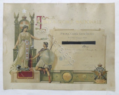 Tiro A Segno Nazionale - Diploma Di Premio Prima Gara Generale - Roma 1890 - Sin Clasificación