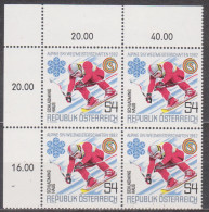 1982 , Mi 1695 ** (8) - 4er Block Postfrisch -  Alpine Skiweltmeisterschaften - Schladming / Haus - Ongebruikt