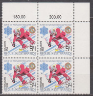 1982 , Mi 1695 ** (9) - 4er Block Postfrisch -  Alpine Skiweltmeisterschaften - Schladming / Haus - Ungebraucht