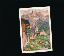 Art Peinture -  Paysage  église Montagne Neige Chalet Italie Ou Suisse- 350/11 - Paintings