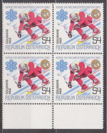 1982 , Mi 1695 ** (11) - 4er Block Postfrisch -  Alpine Skiweltmeisterschaften - Schladming / Haus - Unused Stamps