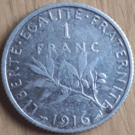 FRANCE /FRANKRIJK: 1 FRANC 1916 KM 918.1 XF - 1 Franc