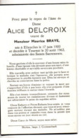 Ellezelles 1900 - Tournai 1962 , Alice Delcroix - Décès