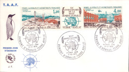 ARCTIC-ANTARCTIC, FRENCH S.A.T. 1976 DUMONT D`URVILLE BASE PAIR PLUS LABEL ON FDC - Estaciones Científicas