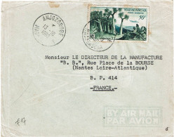 CTN91- MADAGASCAR LETTRE AVION ANJOZOROBE / NANTES 13/10/1960 - Briefe U. Dokumente