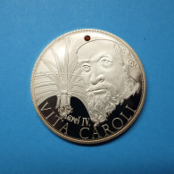 Gigant Medaille 2015 Vita Caroli IV., CU Vergoldet Mit Granat, PP (M4940 - Other & Unclassified