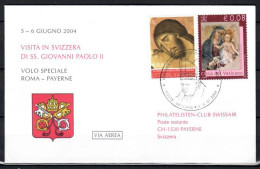 2004 Vatican-Payerne  Swissair First Flight 1er Vol Erstflug- 1 Cover- Papal Visit. - Erst- U. Sonderflugbriefe