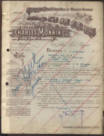 FACTURE - WAGON FOUDRE - BEZIERS (HERAULT) - CHARLES MONNIN, TRANSPORT DES VINS - Transports