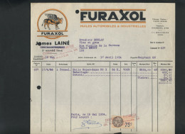 FACTURE - FURAXOL, HUILES AUTOMOBILES & INDUSTRIELLES - JAMES LAINE, SAINT-MANDE (VAL-DE-MARNE) - Automobile