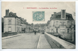 CPA Ecrite * MONTBAZON La Grande Rue Vue Du Pont ( Hôtel Du Croissant ) Editeur A.L.J. - Montbazon