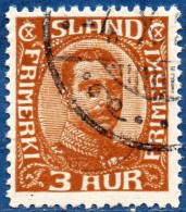 Island 1920 3 øre King Christian Cancelled - Gebruikt