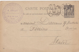 FRANCIA -  PARIS - INTERO POSTALE -VIAGGIATO - VG. PER ITALIA - 1895 - Other & Unclassified