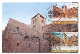Israel Vatican 2015 Carte Maximum Mixte Emission Commune Eglise Du Saint Sépulcre Church Of Holy Sepulchre Joint Issue - Joint Issues