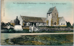 50 Environs De Cherbourg - GREVILLE - Statue De Millet Et L'église - Altri & Non Classificati