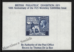 Souvenir Sheet Great Britain British Philatelic Exhibition 1975 Repro George V 1925 Empire Exhibition - Thomas De La Rue - Sonstige & Ohne Zuordnung
