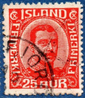 Island 1921 25 øre King Christian Cancelled - Gebraucht