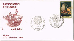 55254. Carta GIJON (Asturias) 1976. Exposicion Filatelica Del Mar. Baco, Ship - Cartas & Documentos