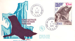 ARCTIC-ANTARCTIC, FRENCH S.A.T. AIR MAILS, 1978 FAUNA ON FDC - Faune Antarctique