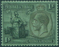 Trinidad & Tobago 1922 SG227 1s Black On Green KGV Britannia Wmk Upright MH - Trinidad En Tobago (1962-...)