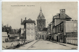 CPA  Voyagé 1912 * VILLEDIEU Les POËLES Rue De Paris (à Droite Le Café De Paris) - Villedieu