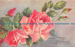 R160486 Greetings. Bonne Annee. Pink Roses - Monde