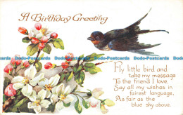 R159188 A Birthday Greeting. Bird And Flowers. Faulkner - Monde