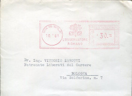 X0724 Vaticano, Red Meter Freistempel Ema, 1961 Osservatore Romano,  Circuled Cover As Scan - Máquinas Franqueo (EMA)