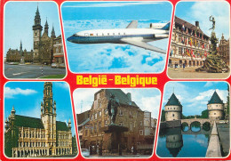 Belgium Sabena Plane And Multi Views Postcard - Other & Unclassified