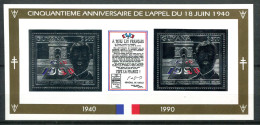 Thème Général De Gaulle - Guyana Yvert Paire 2492 Argent Avec Vignette Neufs Xxx   - DG 97 - De Gaulle (General)