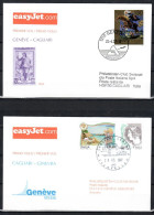 2007 Geneva-Cagliari-return Swissair/ Easy Jet -1er Vol First Flight Erstflug-2 Covers - First Flight Covers