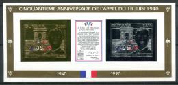 Thème Général De Gaulle - Guyana Yvert Paire 2492/2493 Or Et Argent Avec Vignette Neufs Xxx   - DG 97 - De Gaulle (Général)