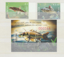 KOSOVO  2024 EUROPA CEPT - FISHES - UNDERWATER FAUNA And FLORA  Set Of 2 Stamps + Numbered Souvenir Sheet  MNH** - Poissons