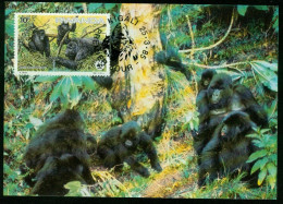 Mk Rwanda Maximum Card 1985 MiNr 1292 | Endangered Species. Mountain Gorillas. Gorillas At Water-hole. WWF #max-0131 - 1980-1989