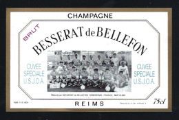 Etiquette Champagne Brut Cuvée Réservée Usjoa Besserat De Bellefon Reims   Marne 51 "thème Sport Foot" - Champagne