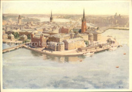 71992980 Stockholm Vom Stadthausturm Akvarell Stig Soedersten  - Suède