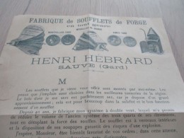 Pub Publicité Sauve Gard Henri Hébrard Fabrique De Soufflets De Forge - Advertising