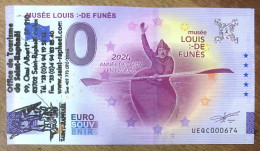 2024 BILLET 0 EURO SOUVENIR LOUIS DE FUNES CANOÉ + TAMPON EURO SCHEIN BANKNOTE PAPER MONEY BANK PAPIER MONNAIE - Pruebas Privadas