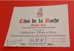 ETIQUETTE ANCIENNE / CLOS DE LA ROCHE GRAND CRU / GRIVELET PERE & FILS - Bourgogne