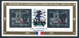 Thème Général De Gaulle - Guyana Yvert Paire 2492 Argent Avec Vignette Et Surcharge Neufs Xxx   - DG 98 - De Gaulle (General)