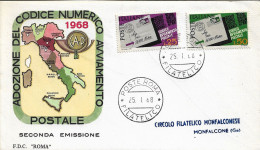 Fdc Roma: CODICE D'AVVIAMENTO POSTALE 1968; Viaggiata; AF_Roma - FDC