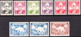 ARCTIC-ANTARCTIC, GREENLAND 1938-46 KING DEFINITIVES, ARCTIC SCENES** - Other & Unclassified