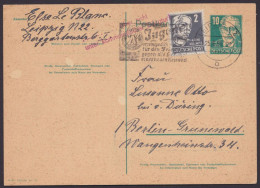 Postkrieg: P40/02, Bedarf Nach Berlin-Grunewald, Roter Gegenstempel "...nicht Unter Kom. Diktatur", Senkr. Mittelbug - Postcards - Used